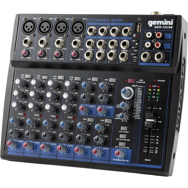 Main product image for Gemini GEM-012USB Compact 12 Channel Bluetooth Mixer235-160